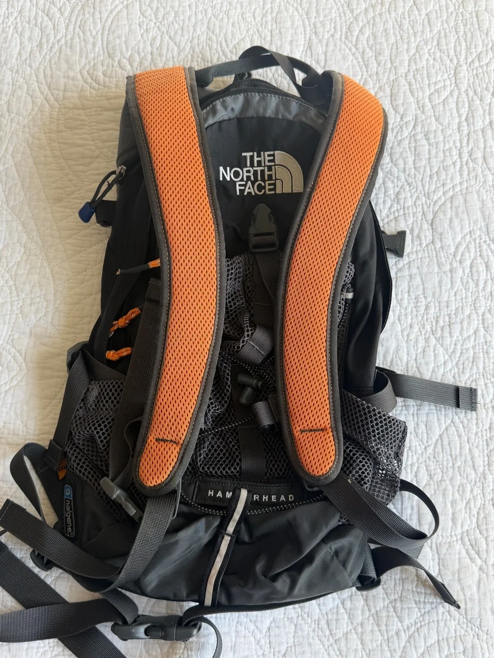 North Face Black Hammerhead Flight Series Backpack Hydration Black Gray Orange